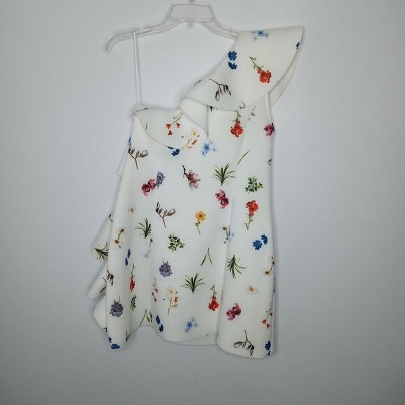 ASOS DESIGN floral one shoulder ruffle a-line mini dress - Picture 9 of 10